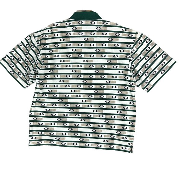 Vintage 90's Columbia Golf Men XL Polo Shirt Green Striped Pattern Short Sleeve - Picture 2 of 12